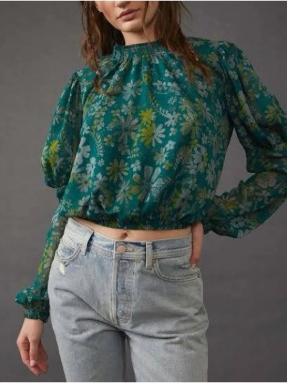✨ Free People Clarissa Smocked Floral Blouse – Size Large  NWOT